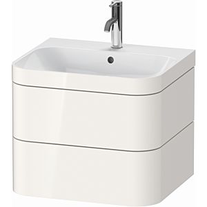 Duravit Happy D.2 Plus meuble sous-lavabo HP4635O2222 57,5 x 49 cm, 1 trou pour robinet, blanc brillant, 2 tiroirs