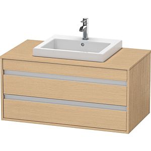 Duravit Ketho meuble sous-vasque KT675503030 100 x 55 cm, Eiche natur , pour lavabo encastré au milieu, 2 tiroirs