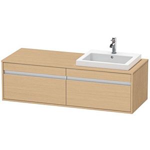 Duravit Ketho vanity unit KT6797R3030 140x55x42.6cm, Built-in washbasin , 2 pull-outs, cut-out on the right, Eiche natur