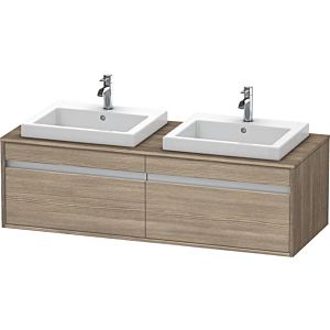 Duravit Ketho vanity unit KT6797B3535 140x55x42.6cm, Built-in washbasin , 2 pull-outs, cut-out on both sides, terra oak