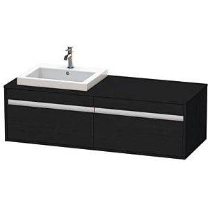 Duravit Ketho vanity unit KT6797L1616 140x55x42.6cm, Built-in washbasin , 2 pull-outs, cut-out left, Eiche schwarz