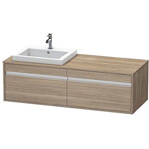 Duravit Ketho vanity unit KT6797L3535 140x55x42.6cm, Built-in washbasin , 2 pull-outs, cut-out on the left, terra oak