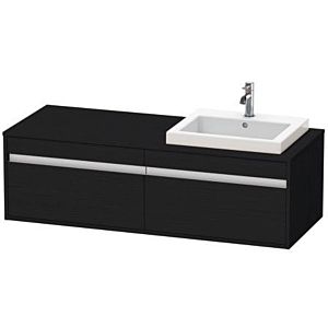 Duravit Ketho vanity unit KT6797R1616 140x55x42.6cm, Built-in washbasin , 2 pull-outs, cut-out on the right, Eiche schwarz