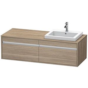 Duravit Ketho vanity unit KT6797R3535 140x55x42.6cm, Built-in washbasin , 2 pull-outs, cut-out on the right, terra oak