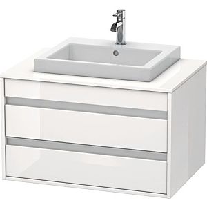 Duravit Ketho vanity unit KT675402222 80 x 55 cm, white high gloss, for built-in basin in the middle, 2 drawers