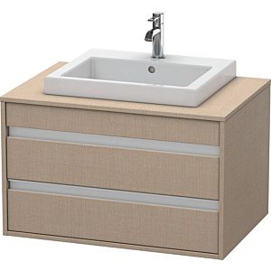 Duravit Ketho vanity unit KT675407575 80 x 55 cm, linen, for built-in basin in the middle, 2 drawers