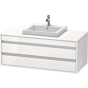 Duravit Ketho vanity unit KT675602222 120 x 55 cm, white high gloss, for built-in basin in the middle, 2 drawers