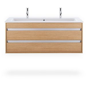 Duravit Me by Starck Möbel-Waschtisch 23611200241 123x49cm, 2 Hahnlöcher, mit Überlauf, mit Hahnlochbank, weiß WonderGliss