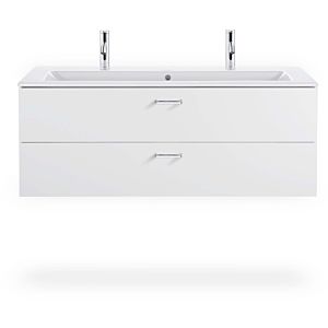 Duravit Me by Starck furniture washbasin 23611200241 123 x 49 cm, with 2 tap holes, overflow, tap platform, white WonderGliss