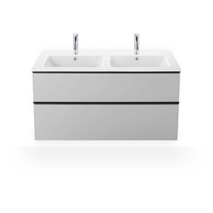 Duravit Me by Starck furniture double washbasin 2336133260 130x49cm, without tap hole, with overflow, tap hole bank, white satin finish