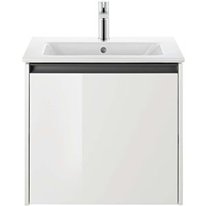 Duravit Me by Starck Möbel-Waschtisch 2336633200 63 x 49 cm, weiß seidenmatt, mit Hahnloch, Überlauf, Hahnlochbank