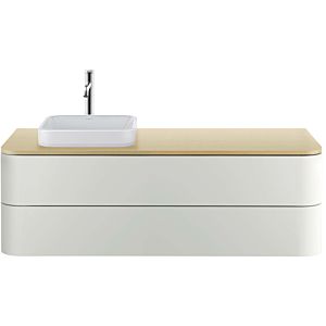 Duravit Happy D.2 Plus vanity unit HP497203939 130x55cm, 2 drawers, for countertop basin, nordic white satin finish
