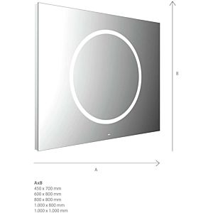 Miroir lumineux Emco Mi 240 LED 106100008000100 1000 x 800 mm, avec une découpe lumineuse ronde