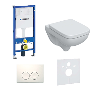 Geberit Duofix Basic WC frame with Delta 25 flush plate, Geberit Renova Plan WC and toilet seat Geberit Duofix Basic WC frame complete set with Renova Plan WC