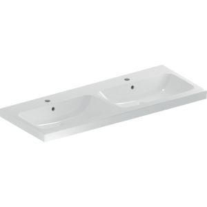 Geberit iCon light vasque double 501838001 120x48cm, trou à droite et gauche, avec trop-plein, blanc