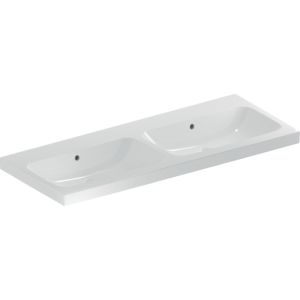 Geberit iCon light vasque double 501838003 120x48cm, sans trou pour robinet, avec trop-plein, blanc