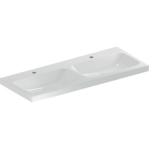 Geberit iCon double vasque 501838005 120x48cm, trou pour robinet à gauche et à droite, sans trop-plein, blanc