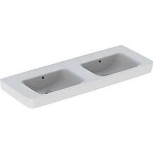 Geberit Renova Plan double vasque 501712008 130x48cm, sans trou pour robinet, avec trop-plein, blanc KeraTect