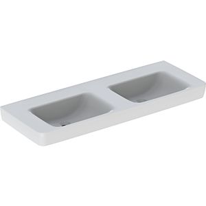 Geberit Renova Plan double vasque 501713001 130x48cm, sans trou pour robinet, sans trop-plein, blanc