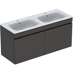 Geberit Renova Plan double washbasin set 501918JK8 130x62.2x48cm, body / front matt lava / white washbasin / KeraTect