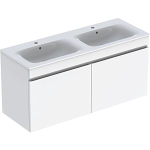 Geberit Renova Plan double washbasin set 501918018 130x62.2x48cm, body / front white high-gloss, washbasin white / KeraTect