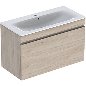 Geberit Renova Plan furniture washbasin set 501917008 100x62.2x48cm, corpus light walnut coated, washbasin white / KeraTect