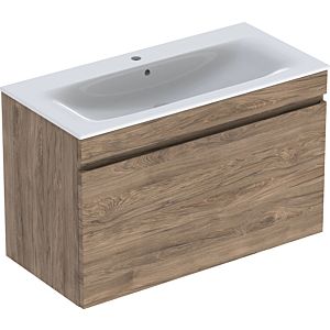 Geberit Renova Plan furniture washbasin set 501917JR8 100x62.2x48cm, corpus walnut coated, washbasin white / KeraTect