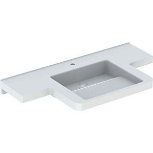 Geberit Renova Comfort Select lavabo 470020016 102 x 55 cm, espace de rangement des deux côtés, avec trou pour robinetterie, sans trop-plein, blanc -alpin