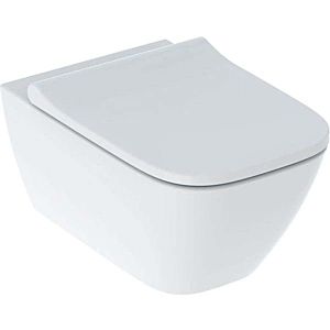 WC suspendu à fond creux Geberit Smyle Square Set avec abattant antibactérien 500683002 sans rebord, blanc