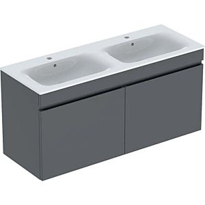 Geberit Renova Plan set de lavabo double 501918JK1 130x62,2x48cm, corps / façade lave mat / lavabo blanc