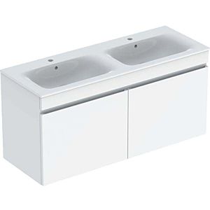 Geberit Renova Plan set de lavabo double 501918018 130x62,2x48cm, corps / façade blanc brillant, lavabo blanc / KeraTect