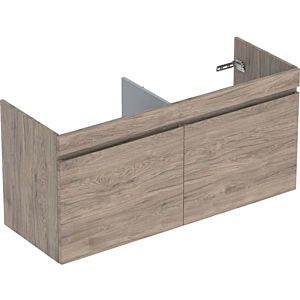 Geberit Renova Plan double vasque 501912JR1 122,6x60,6x44, 6cm, 801 tiroirs, noyer, feuille structurée