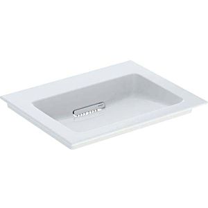 Geberit One lavabo pour meuble 505001001 60 cm, sans trou pour robinet ni trop-plein, blanc KeraTect/couvercle blanc