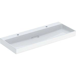 Geberit One washbasin 505049001 120x48.4cm, tap hole left and right, without overflow, white KeraTect/cover white glossy