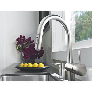 Grohe Minta kitchen faucet 32321DC2 supersteel, pull-out dual spray head, C spout