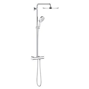 Grohe Rainshower shower system 27966001 chrome, with surface-mounted thermostat, shower arm 45cm swiveling