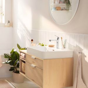 hansgrohe Rebris S 110 Waschtischarmatur 72517000 EcoSmart, mit Zugstangen-Ablaufgarnitur, chrom