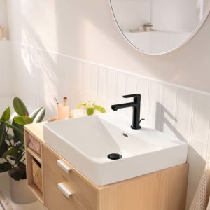 hansgrohe Rebris S 110 CoolStart mitigeur lavabo 72519670  avec garniture de vidange, EcoSmart, noir mat