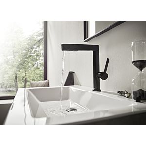 hansgrohe Finoris 230 Waschtischarmatur 76063670 mit Ausziehbrause 2jet und Push-Open Ablaufgarnitur, mattschwarz