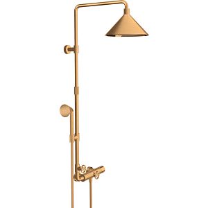 hansgrohe Axor Showerpipe 26020250 mit Thermostat, Kopfbrause 240 2jet, brushed gold optic