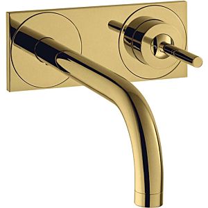 hansgrohe Axor Uno trim kit 38112990 concealed basin mixer, pin handle, plate, projection 165 mm, polished gold optic