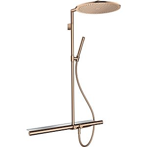 hansgrohe Axor Showerpipe 27984300 with thermostat 800, overhead shower 350 1jet, polished red gold
