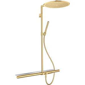 hansgrohe Axor Showerpipe 27984250 with thermostat 800, overhead shower 350 1jet, brushed gold optic