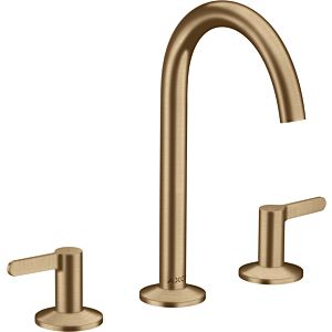hansgrohe Axor One 3-hole basin mixer 48050140 projection 140mm, with push-open waste set, brushed bronze