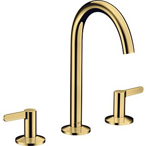 hansgrohe Axor One 3-hole basin mixer 48050990 projection 140mm, with push-open waste set, polished gold optic