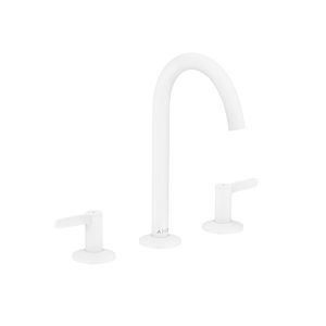 hansgrohe Axor One 3-hole basin mixer 48050700 projection 140mm, with push-open waste set, matt white