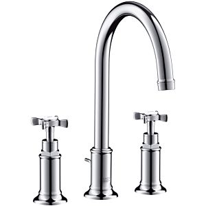 hansgrohe Axor Montreux 3-hole basin mixer 16513000 projection 175mm, with cross handles, pop-up waste set, chrome