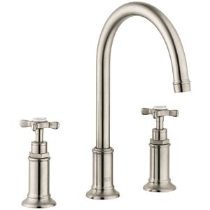 hansgrohe Axor Montreux 3-hole basin mixer 16513820 projection 175mm, pop-up waste set, brushed nickel