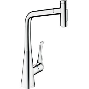 hansgrohe Metris Select 801 -hole kitchen mixer 73820000 chrome, swiveling pull-out spout, 2jet