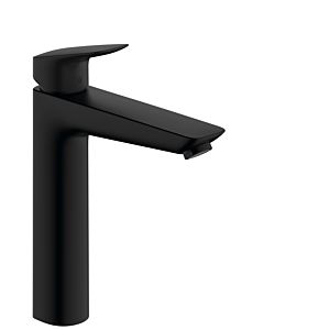 hansgrohe Logis single-lever basin mixer 71090670 waste set plastic pull rod, without CoolStart, projection 166mm, matt black